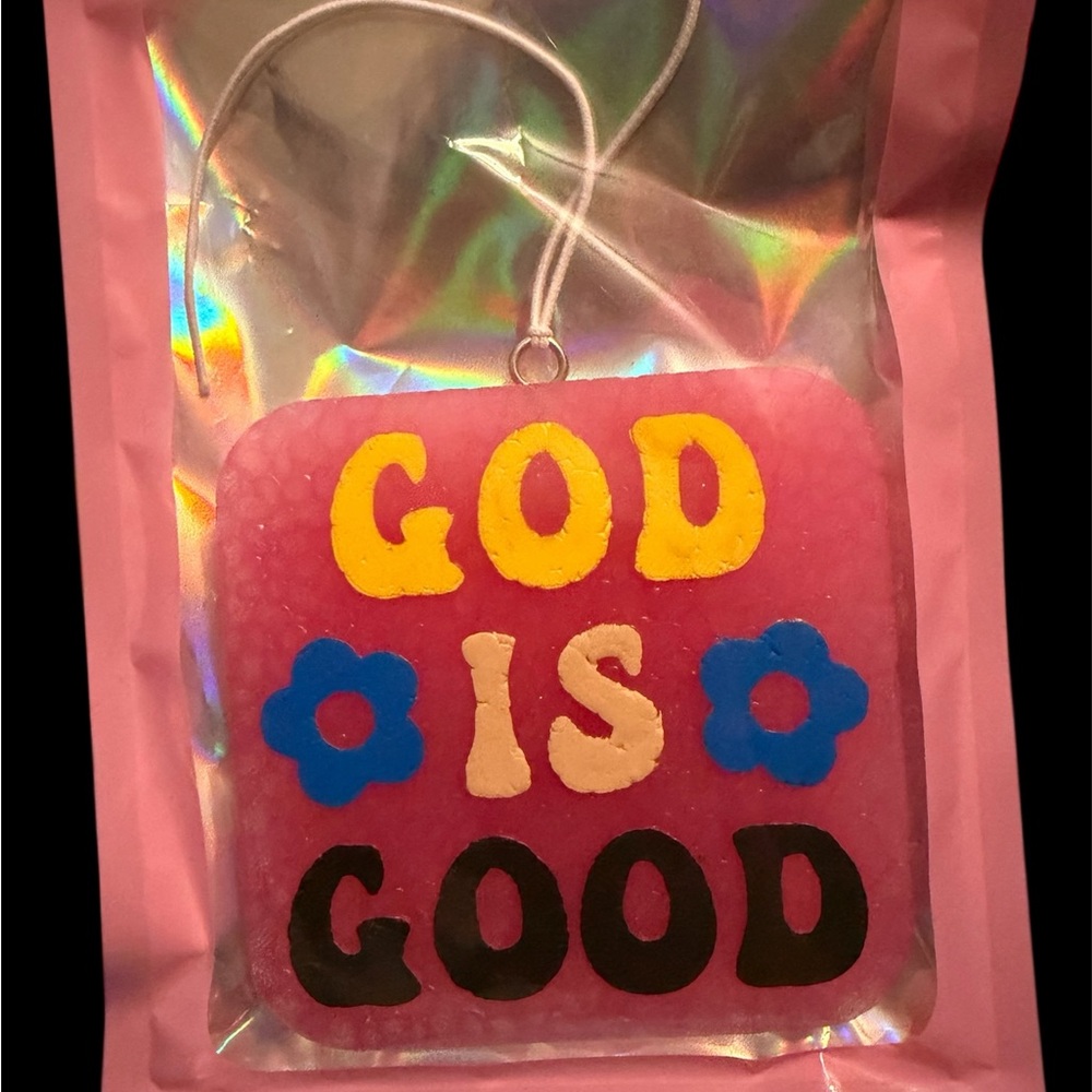 Pink 'God is Good' Car freshie Hanging Accessory